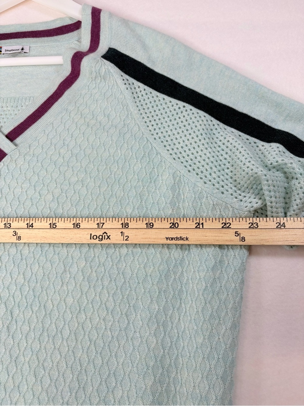 Smartwool Frosted Valley V Neck Sweater Light Green Large Merino Wool Knit - Picture 7 of 10